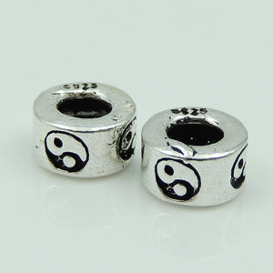 2 PCS Ying Yang Tai Chi Spacer Beads - S925 Sterling Silver WSP194X2