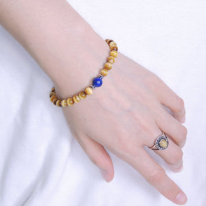 Golden Tiger Eye & Lapis Lazuli Healing Gemstone Bracelet with S925 Sterling Silver Spacer Beads - Handmade by Gem & Silver BR387
