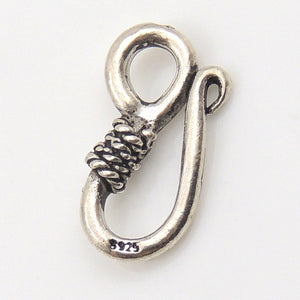 2 PCS Vintage Style S-hook Toggle Clasp - S925 Sterling Silver WSP077X1