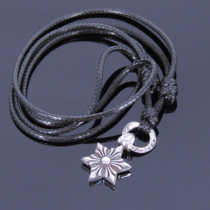 Adjustable Wax Rope Necklace with S925 Sterling Silver Celtic Protection Star Pendant - Handmade by Gem & Silver NK004