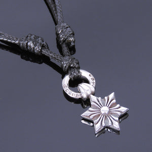 Adjustable Wax Rope Necklace with S925 Sterling Silver Celtic Protection Star Pendant - Handmade by Gem & Silver NK004