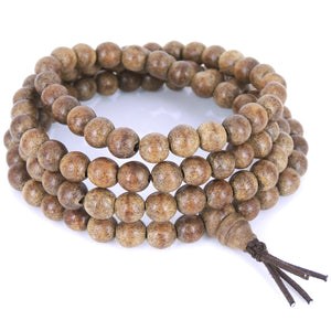 6.5mm Vietnamese Agarwood Bracelet/Necklace 108 Beads for Meditation - Gem & Silver AW004