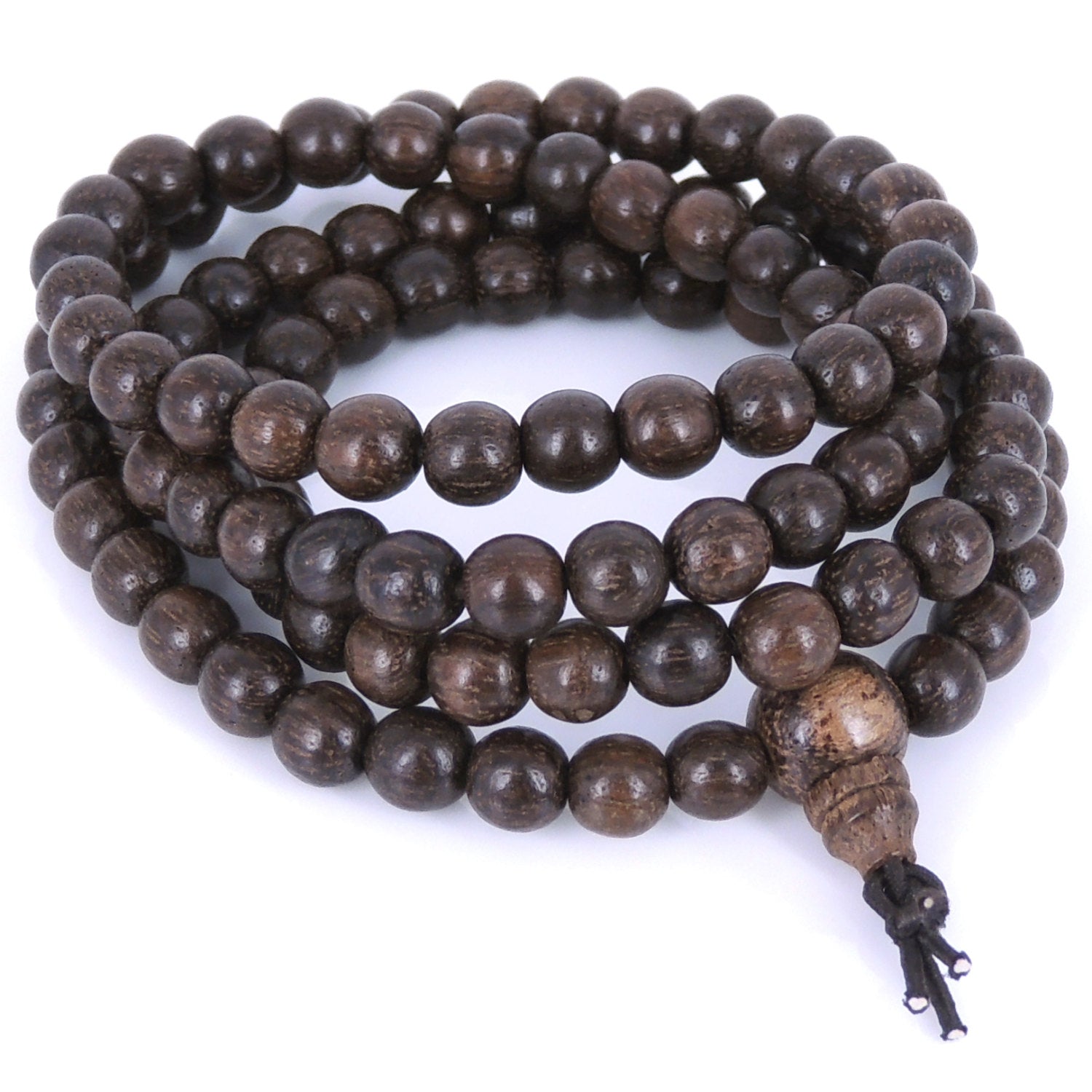 6.5mm Red Vietnamese Agarwood Bracelet/Necklace 108 Beads for Meditation - Gem & Silver AW009
