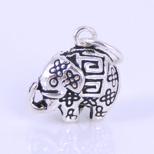 2 PCS Vintage Lucky Elephant Pendant Charms - S925 Sterling Silver WSP266X2