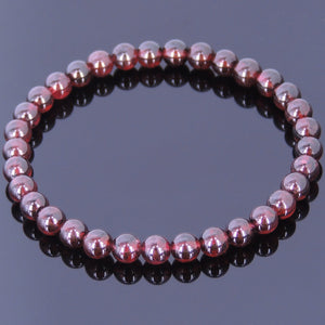 5.5mm Grade AAA Red Wine Garnet Healing Gemstone Bracelet - Handmade by Gem & Silver BR358E