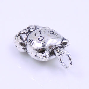 2 PCS Lucky Cat with Flower Pendants - S925 Sterling Silver WSP250AX2
