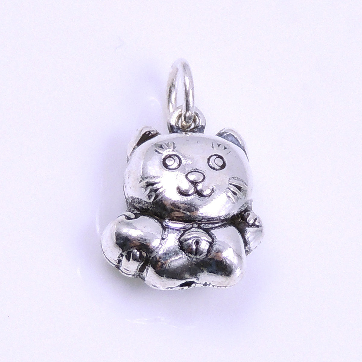 2 PCS Lucky Cat with Heart Pendants - S925 Sterling Silver WSP250BX2