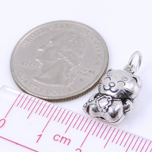 2 PCS Vintage Lucky Cat Protection Pendants - S925 Sterling Silver WSP250Dx2