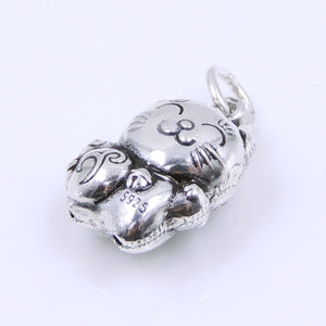 2 PCS Lucky Cat Pendants with Hulu Gourd Protection Plant - S925 Sterling Silver WSP250Ex2