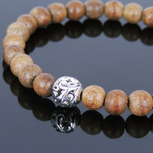 Meditation Agarwood Bracelet with Tibetan Silver Meditation Bead - Handmade by Gem & Silver AWB013