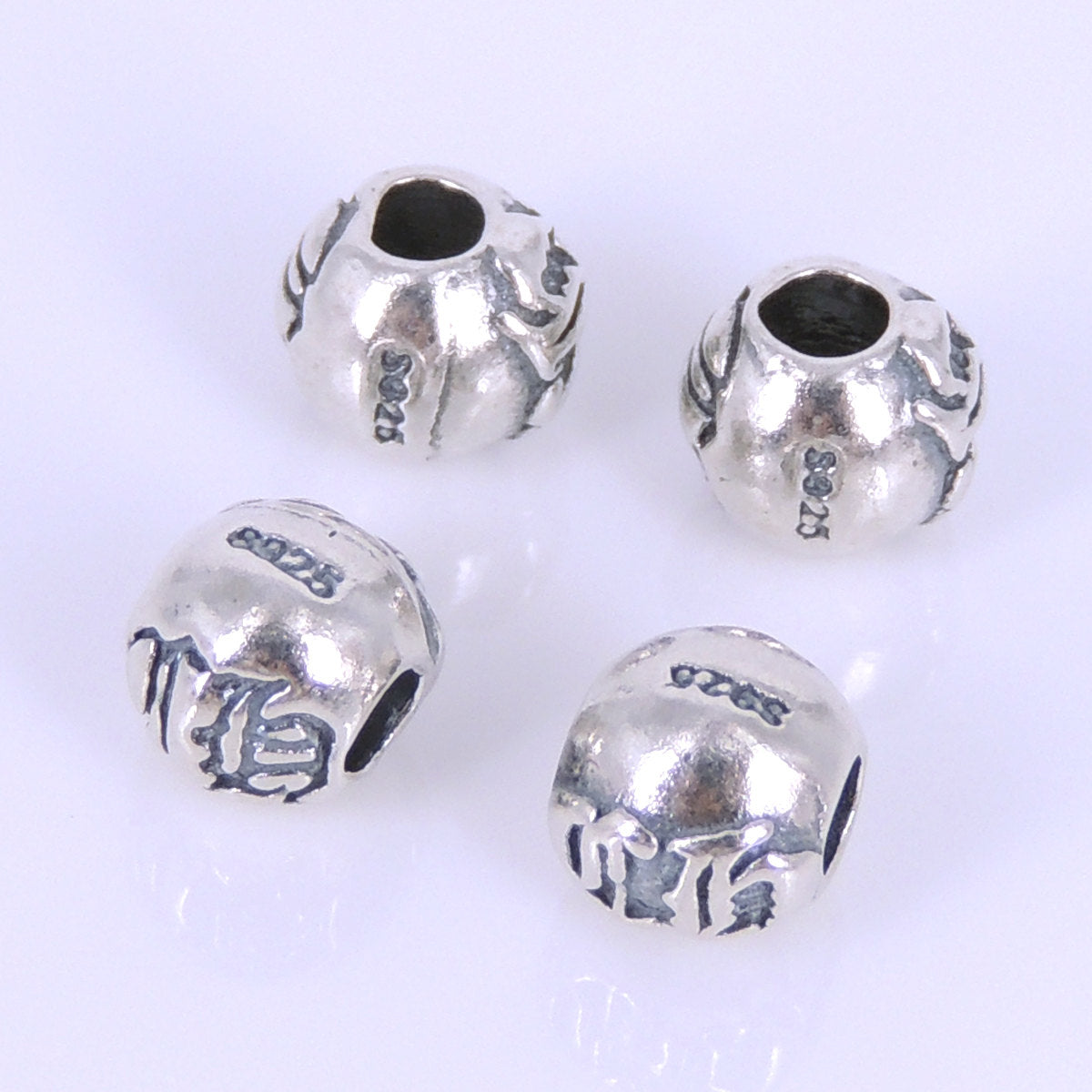 6 PCS Vintage Gothic Beads - S925 Sterling Silver WSP273X6