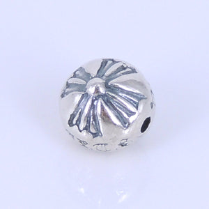 2 PCS Round Gothic Cross Beads - S925 Sterling Silver WSP281X2