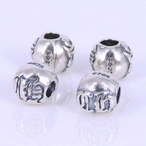 6 PCS Vintage Gothic Beads - S925 Sterling Silver WSP273X6