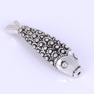 1 PC Vintage Lucky Koi Fish Charm - S925 Sterling Silver WSP276X1