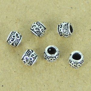 6 PCS Decorative Barrel Spacer Beads - S925 Sterling Silver WSP301X6