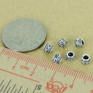 6 PCS Decorative Barrel Spacer Beads - S925 Sterling Silver WSP301X6
