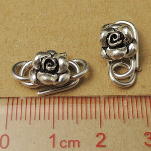 2 PCS Rose S-Hook Clasps - S925 Sterling Silver WSP025X2