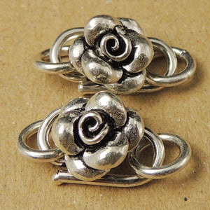 4 PCS Rose S-Hook Clasps - S925 Sterling Silver WSP025X4