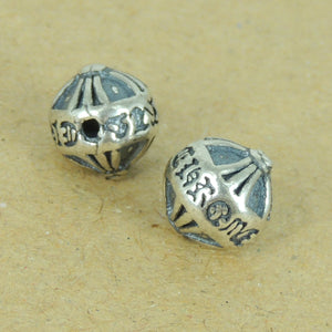 2 PCS Vintage Round Gothic Cross Beads - S925 Sterling Silver WSP337X2