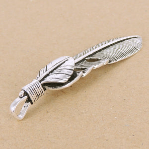 1 PC Engraved 3D Feather Pendant - Genuine S925 Sterling Silver