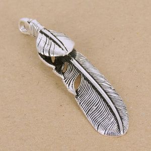 1 PC Engraved 3D Feather Pendant - Genuine S925 Sterling Silver
