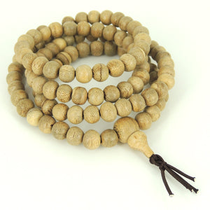 7mm White Agarwood 108 Beads Bracelet/Necklace for Meditation - Gem & Silver AW012