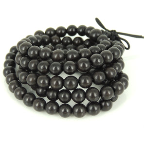 7mm Vietnamese Sinking Agarwood 108 Beads Bracelet/Necklace for Meditation - Gem & Silver AW011