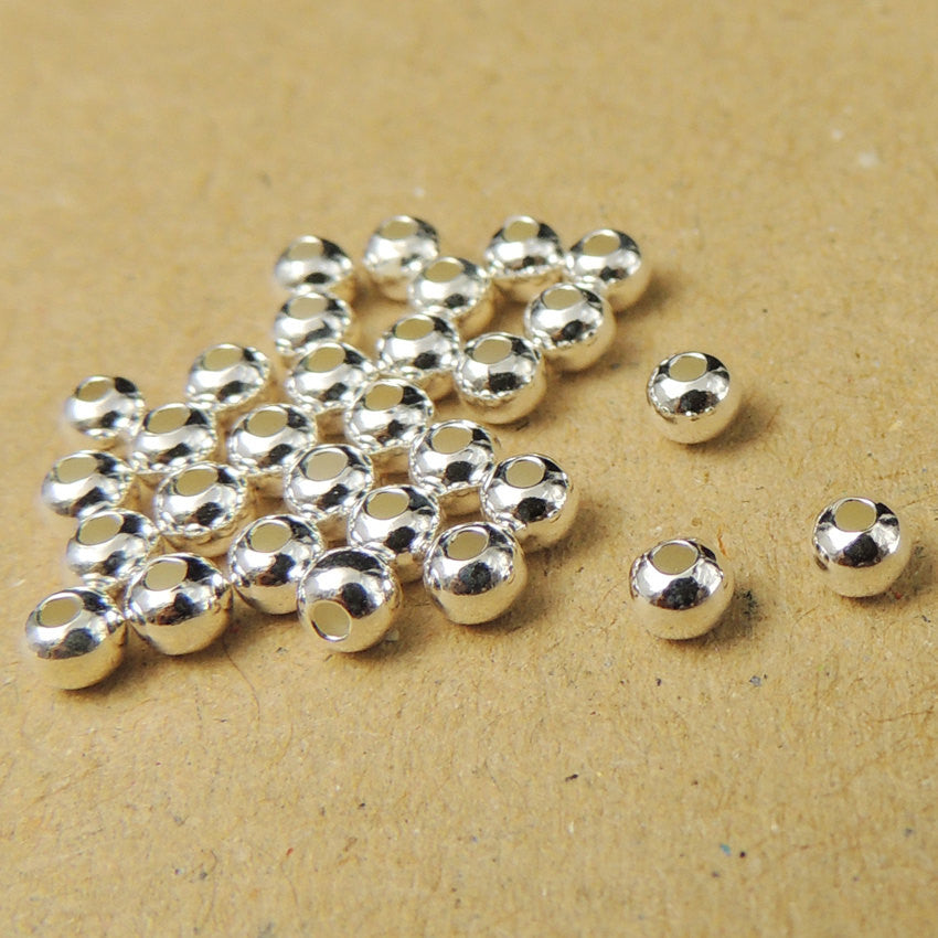 30 PCS 3mm Round Spacer Beads - S925 Sterling Silver - Wholesale by Gem & Silver WSP028X30