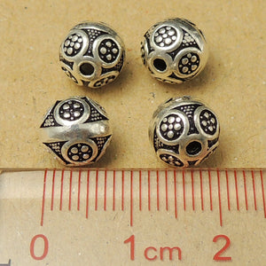 4 PCS Artisan Tibetan Nepalese Round Beads - S925 Sterling Silver - Wholesale by Gem & Silver WSP011X4