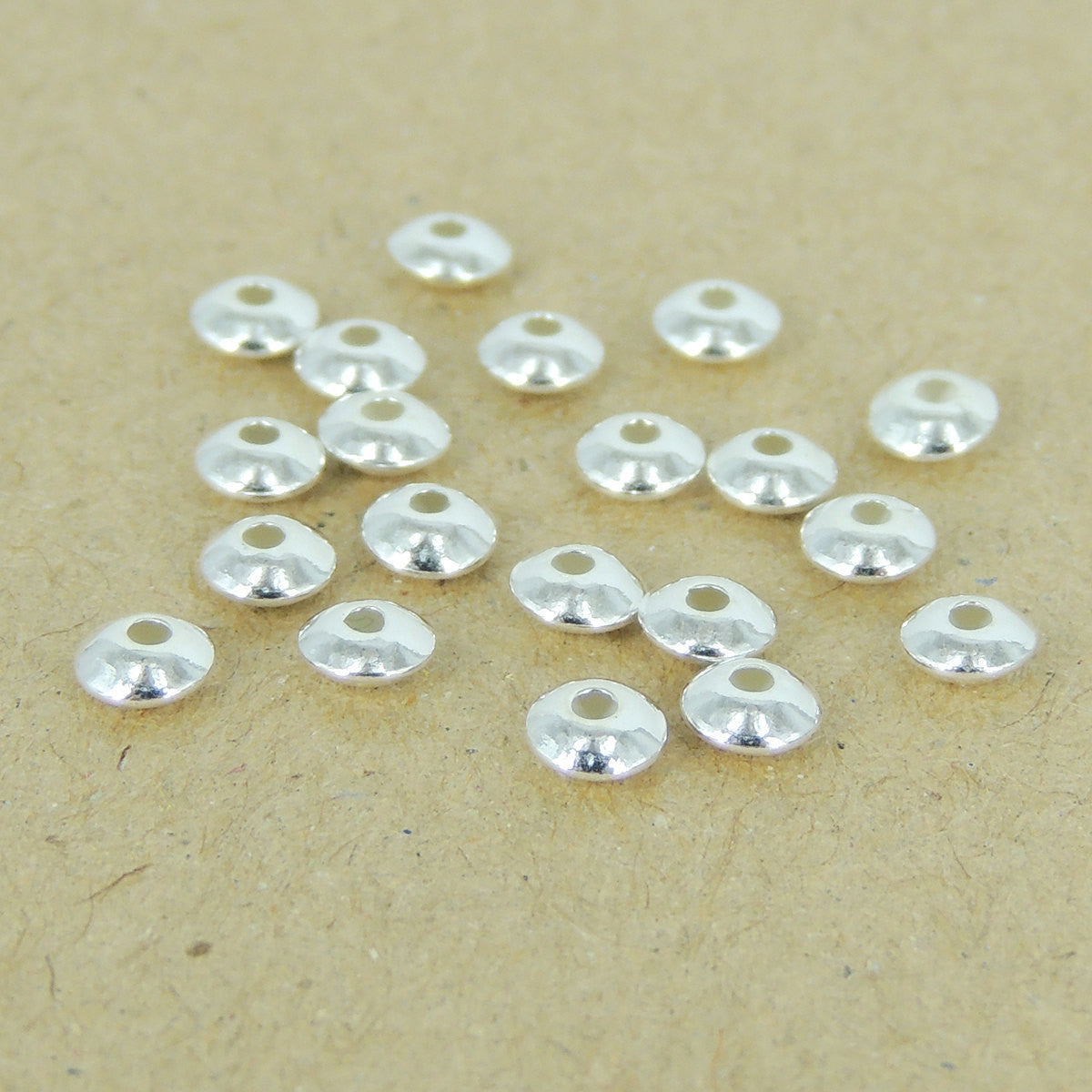 20 PCS Minimal Rondelle Spacer Beads - S925 Sterling Silver WSP354X20