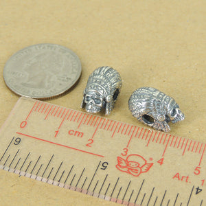 2 PCS Vintage Indian Skull Beads - S925 Sterling Silver WSP357X2