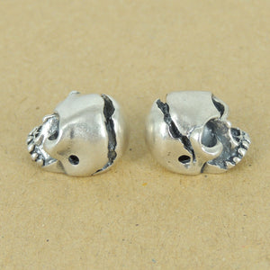 2 PC Protective Skull Beads - S925 Sterling Silver WSP363X2
