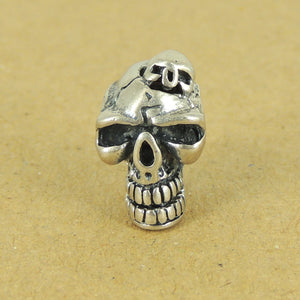 2 PCS Catacomb Skull Bead - S925 Sterling Silver WSP374X2