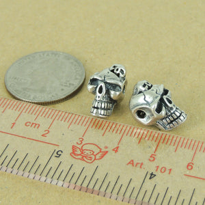 2 PCS Catacomb Skull Bead - S925 Sterling Silver WSP374X2