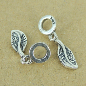 2 PCS Leaf Charm Pendants with CZ Stone - S925 Sterling Silver WSP383X2