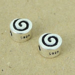 2 PCS Happy Swirl Beads - S925 Sterling Silver WSP371X2