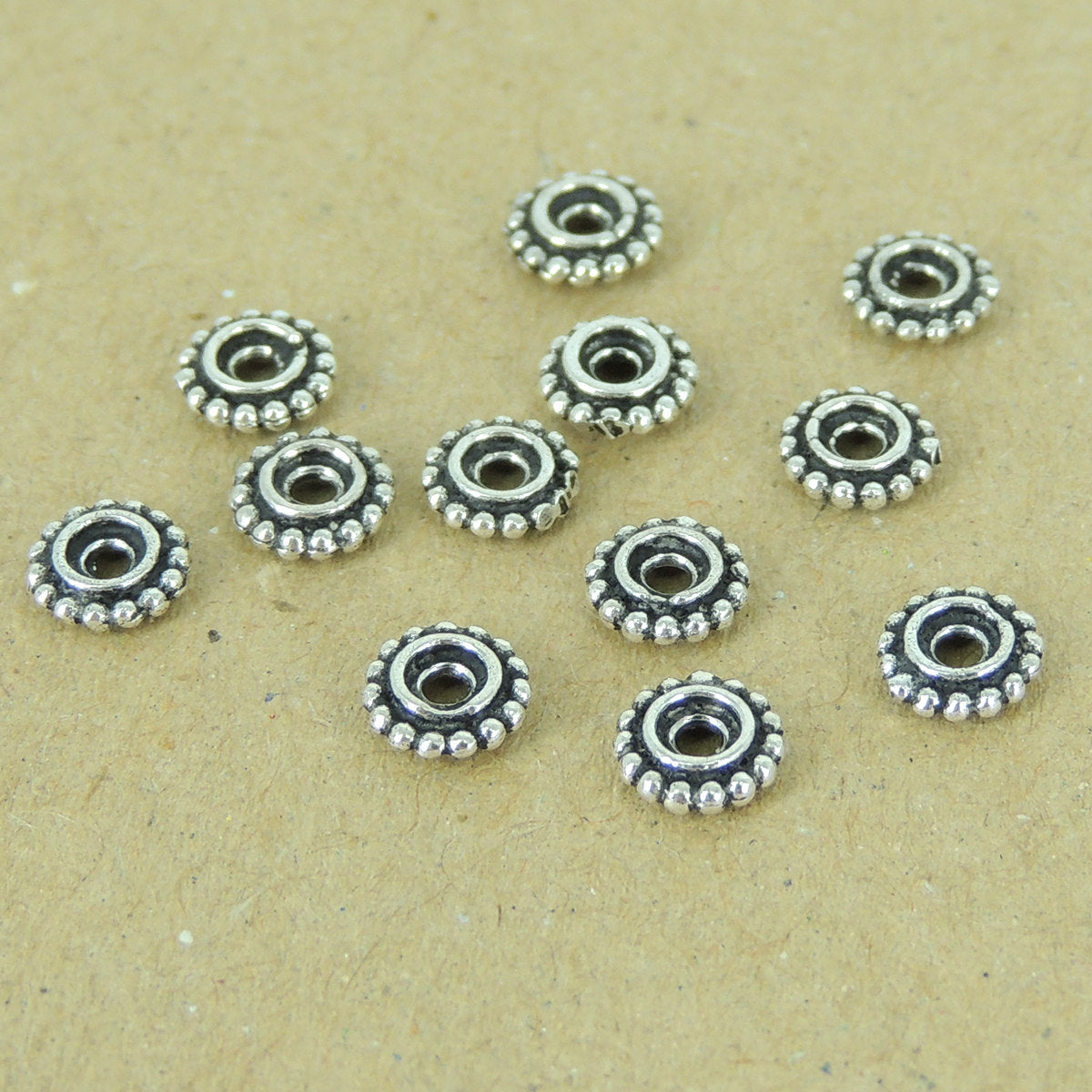 12 PCS Vintage Flower Spacer Beads - S925 Sterling Silver