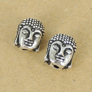 2 PCS Sakyamuni Buddha Head Beads - S925 Sterling Silver WSP166X2