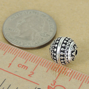 2 PCS Vintage Round 11mm Art Deco Beads - S925 Sterling Silver WSP386X2