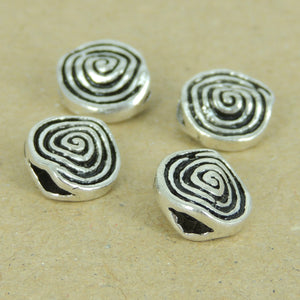 4 PCS Abstract Wavy Charm Beads - S925 Sterling Silver - Wholesale by Gem & Silver WSP391X4