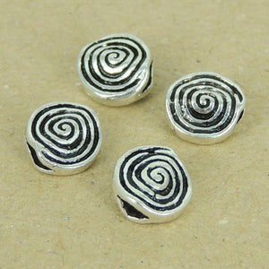 4 PCS Abstract Wavy Charm Beads - S925 Sterling Silver - Wholesale by Gem & Silver WSP391X4