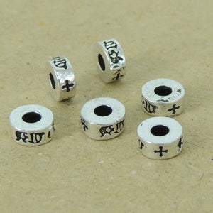 6 PCS Gothic Cross Barrel Beads - S925 Sterling Silver WSP400X6