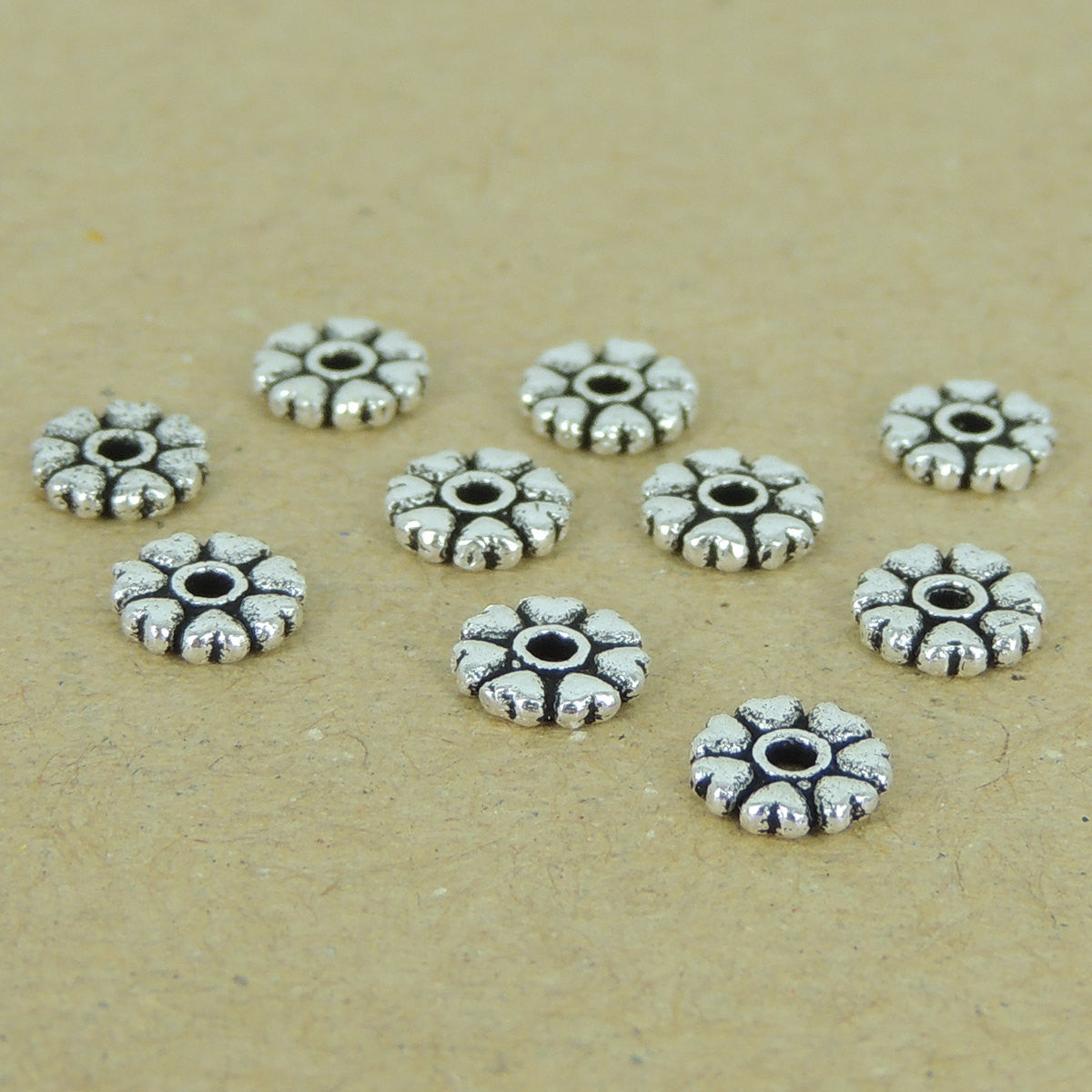 10 PCS Heart Clover Spacers - S925 Sterling Silver WSP401X10