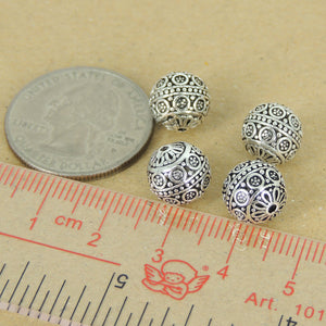 4 PCS Round Vintage Decorative Beads - S925 Sterling Silver - Wholesale by Gem & Silver WSP387X4
