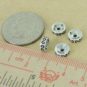 4 PCS Seamless Vintage Spacer Beads - S925 Sterling Silver - Wholesale by Gem & Silver WSP392X4