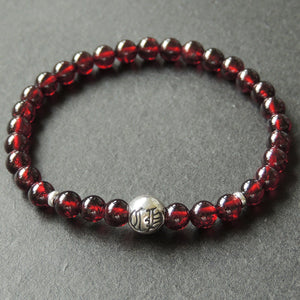 5.5mm Garnet Healing Gemstone Bracelet with S925 Sterling Silver Spacers & Celtic Style Protection Bead - Handmade by Gem & Silver BR621