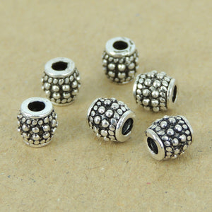 6 PCS Art Deco Inspired Barrel Beads - S925 Sterling Silver WSP406X6