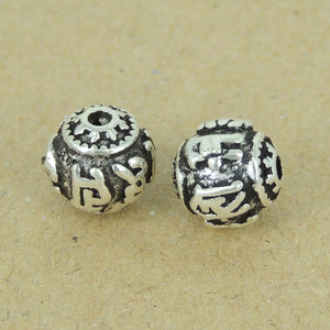 2 PCS Small OM Meditation Beads - S925 Sterling Silver WSP408X2