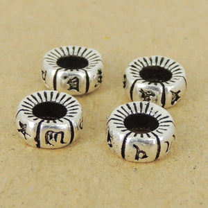 4 PCS OM Mantra Spacers - S925 Sterling Silver - Wholesale by Gem & Silver WSP410X4