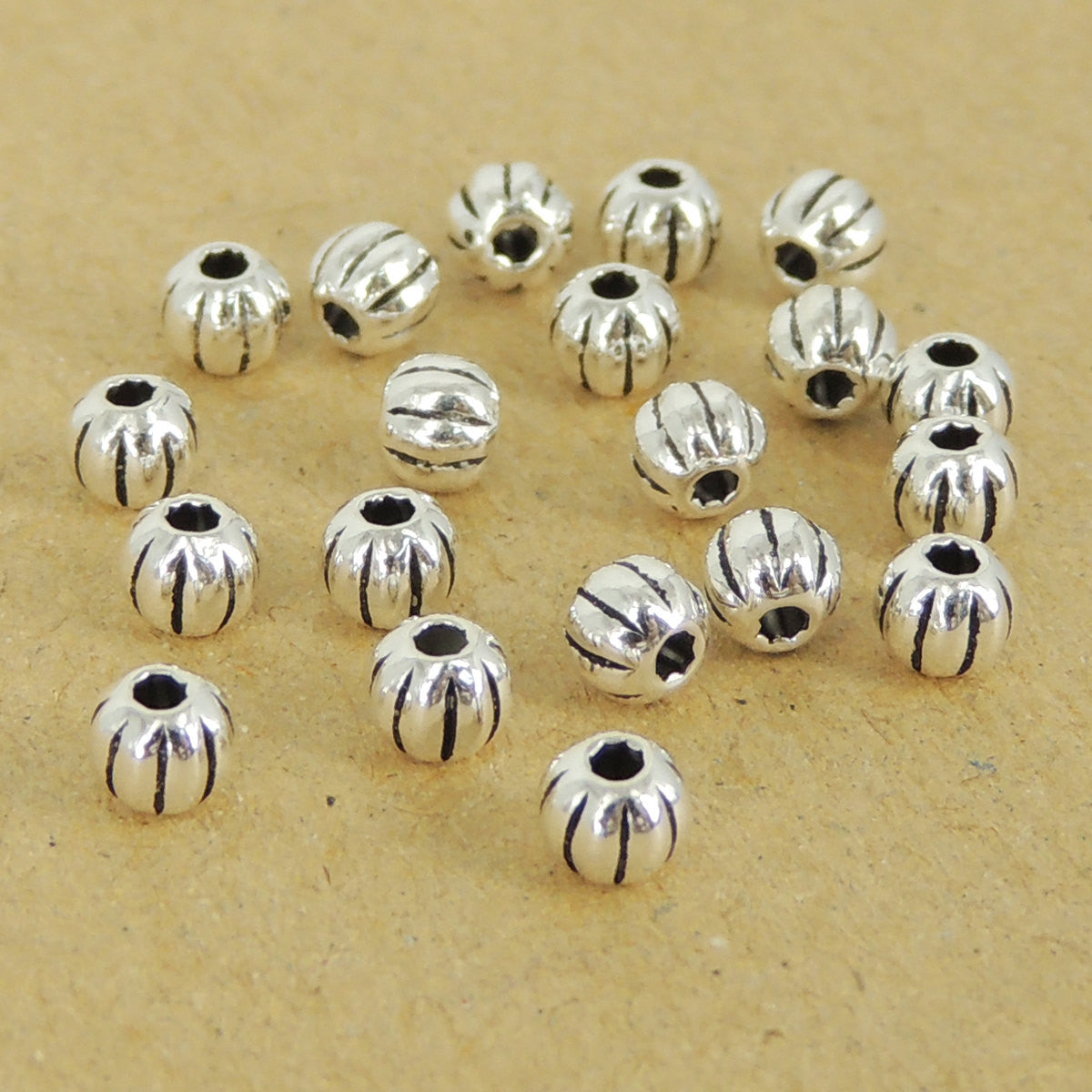 20 PCS Round Vintage Spacer Beads - S925 Sterling Silver WSP014X20